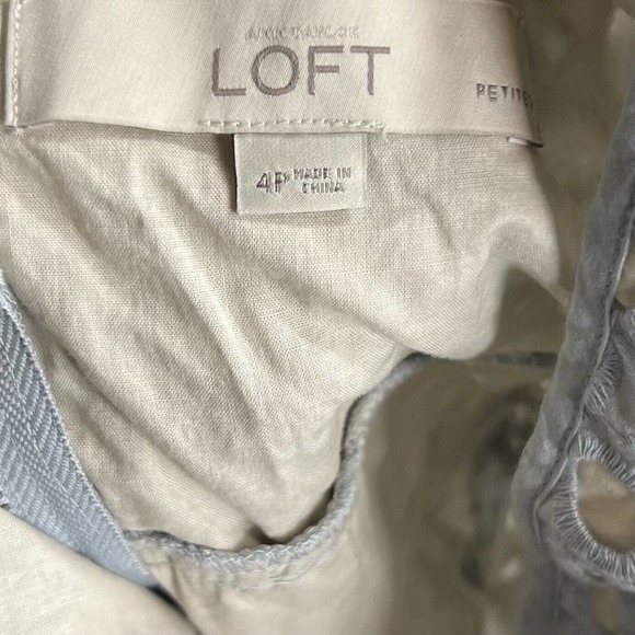 Ann Taylor LOFT Fit Flare Dress Size 4P Blue Eyelet Lace Over Nude Sleeveless - Picture 5 of 6